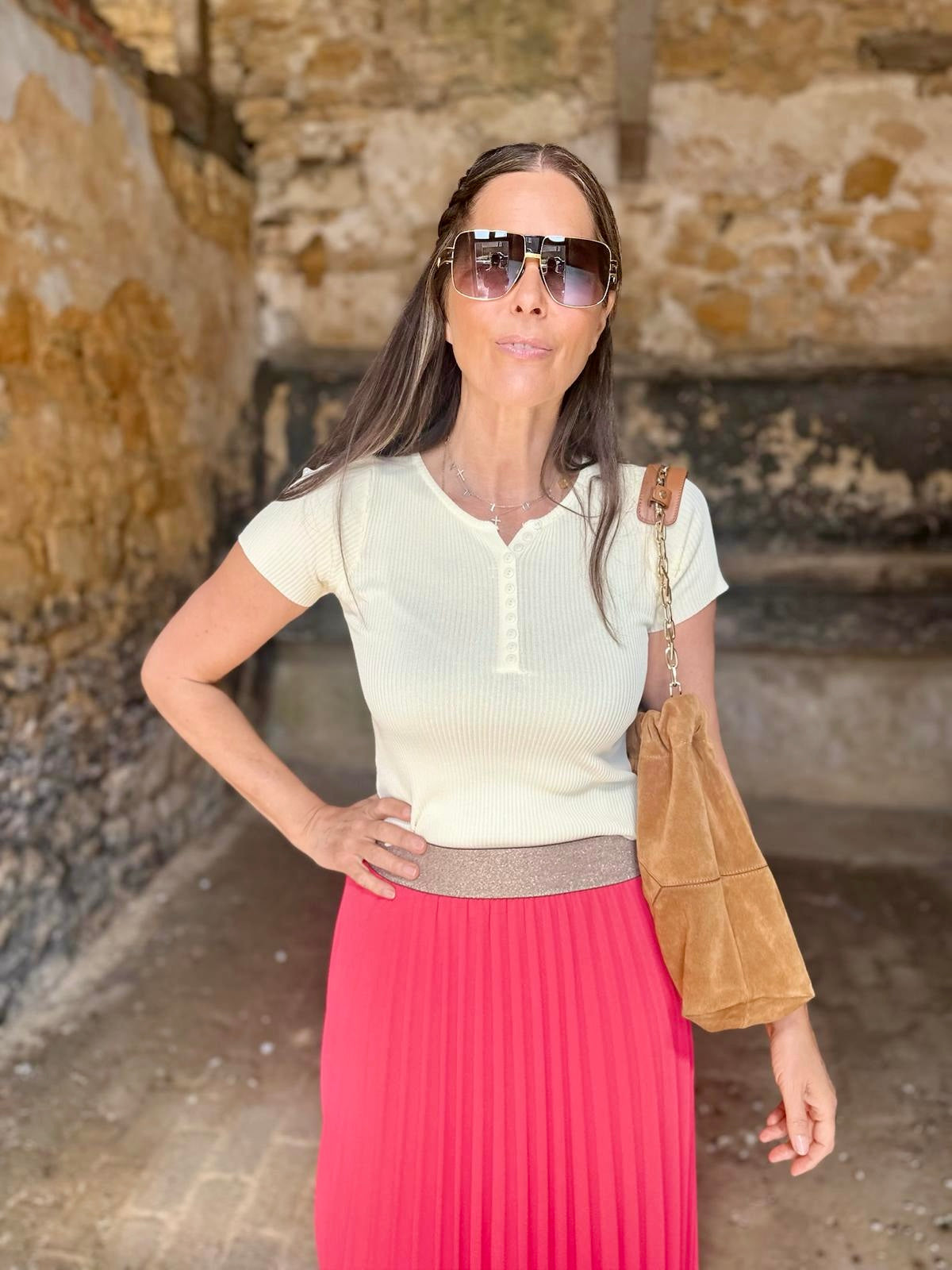 Kaia Midi Skirt - Neon Pink