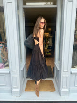 Mira Crochet Strap Dress- Black