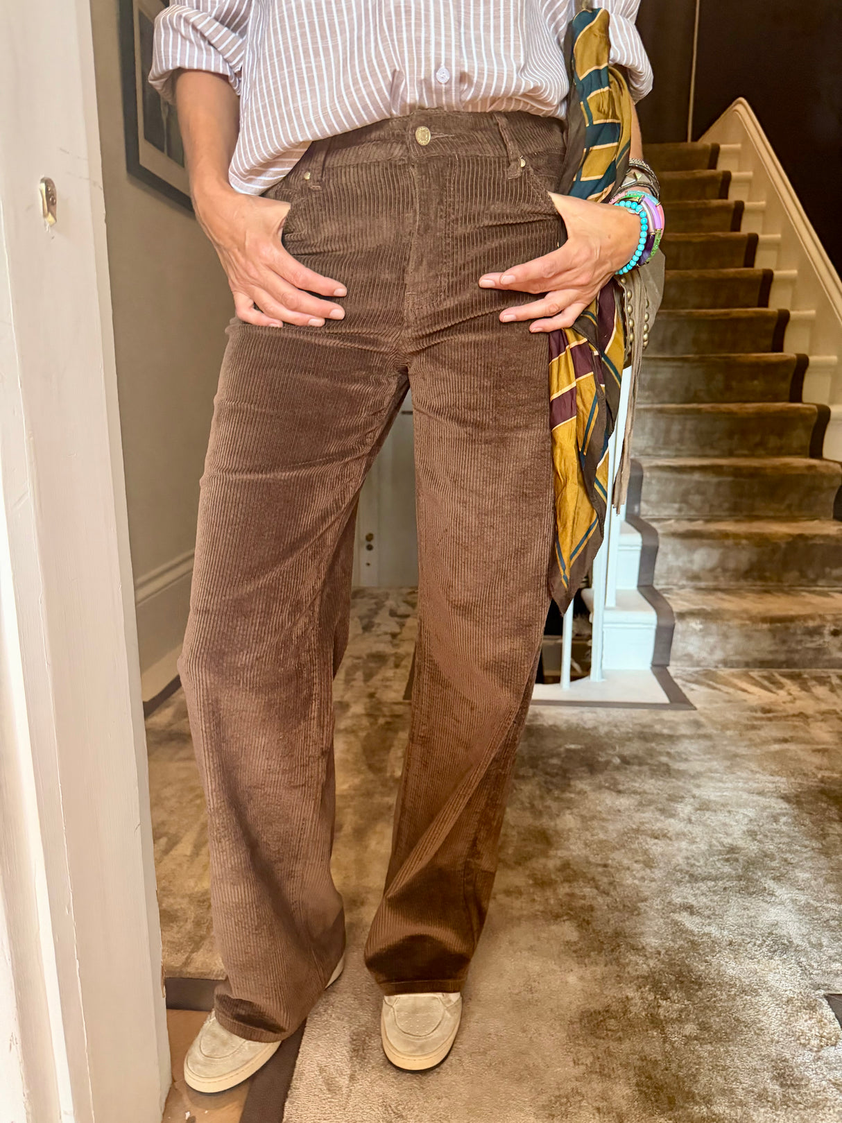 Row Corduroy Wide Leg Pant - Chocolate