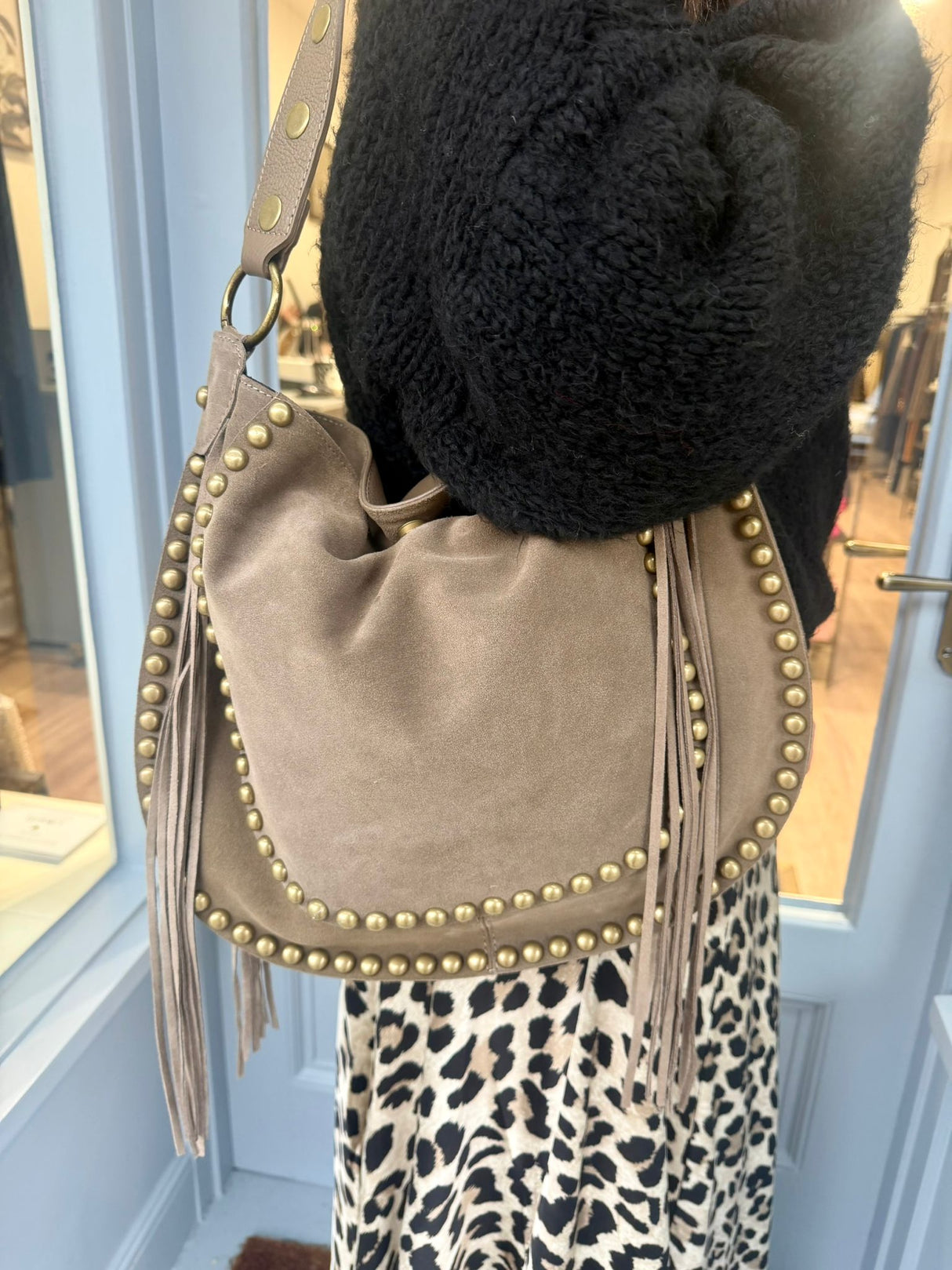 Tabitha Suede Bag - Taupe