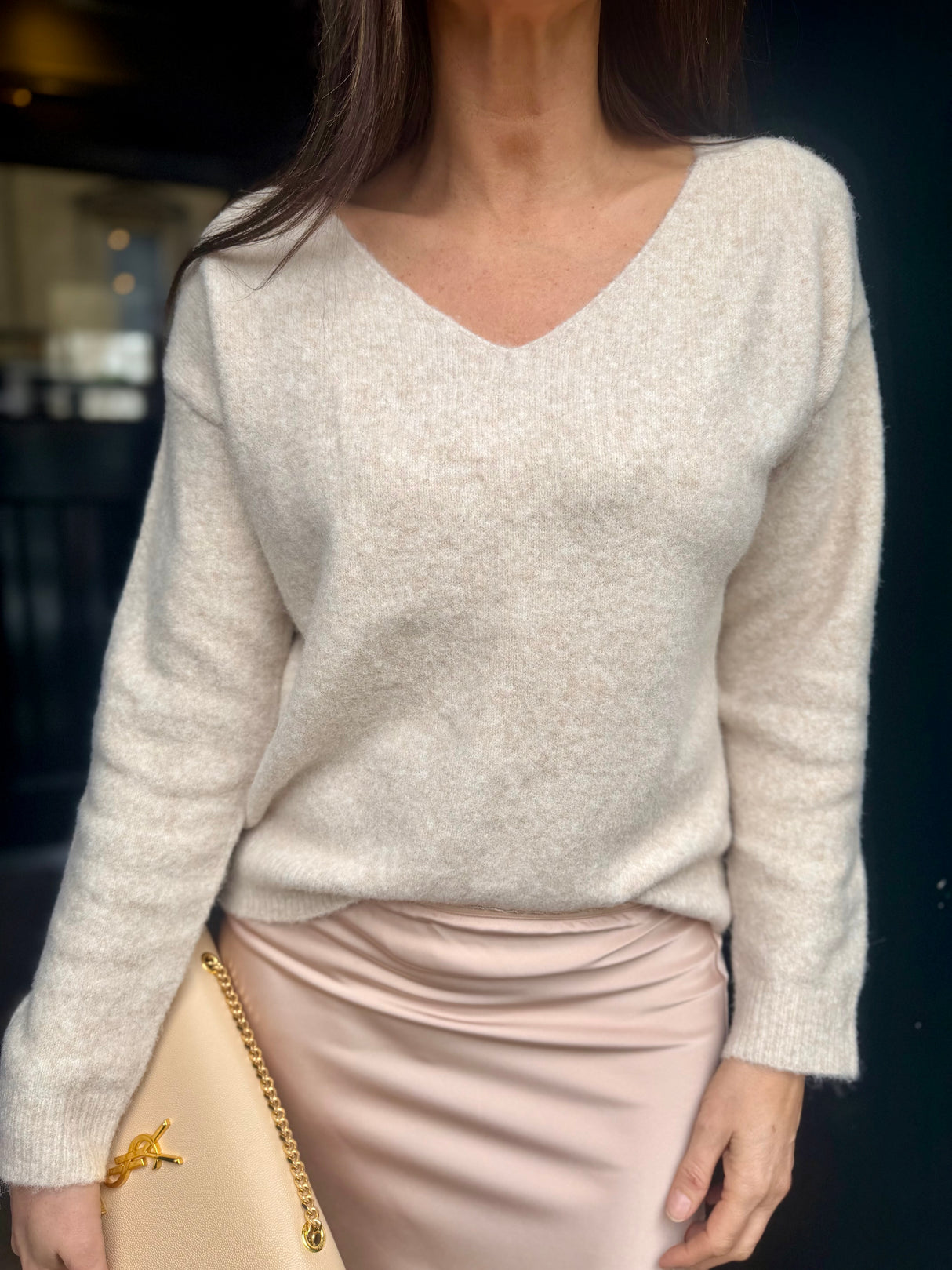 Margot Knit with Lace - Biscuit