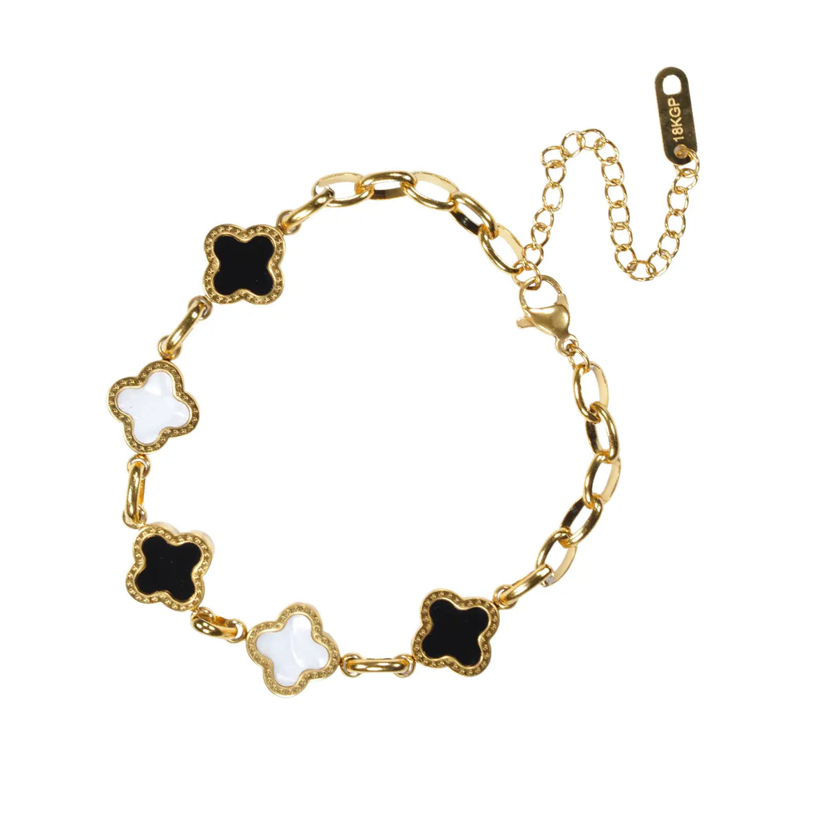 Four Leaf Bracelet - Black/White