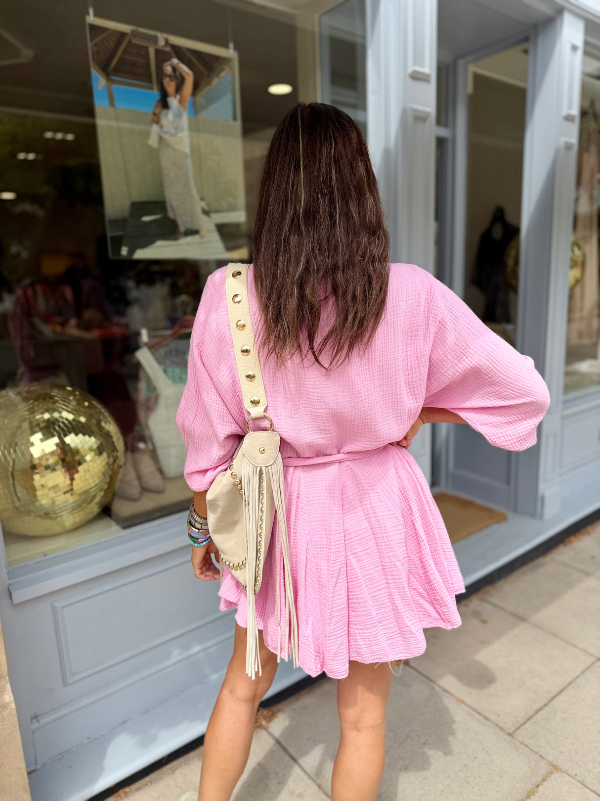 Minnie Cotton Mini Dress- Candy Pink