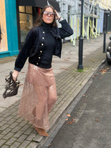Christin Sequin Skirt - Rose Gold