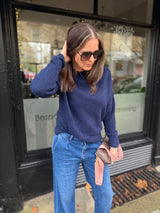 Coral Crew Neck Knit - Navy