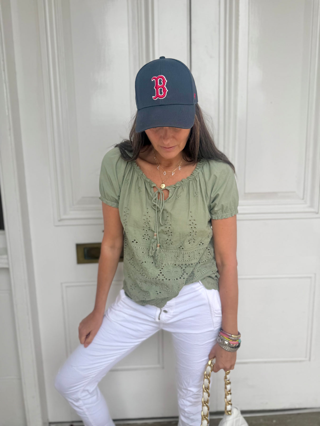 Florence Broiderie Anglaise Top - Khaki