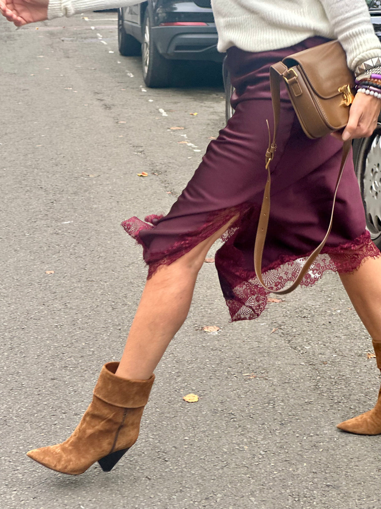 Edith Satin Lace Skirt