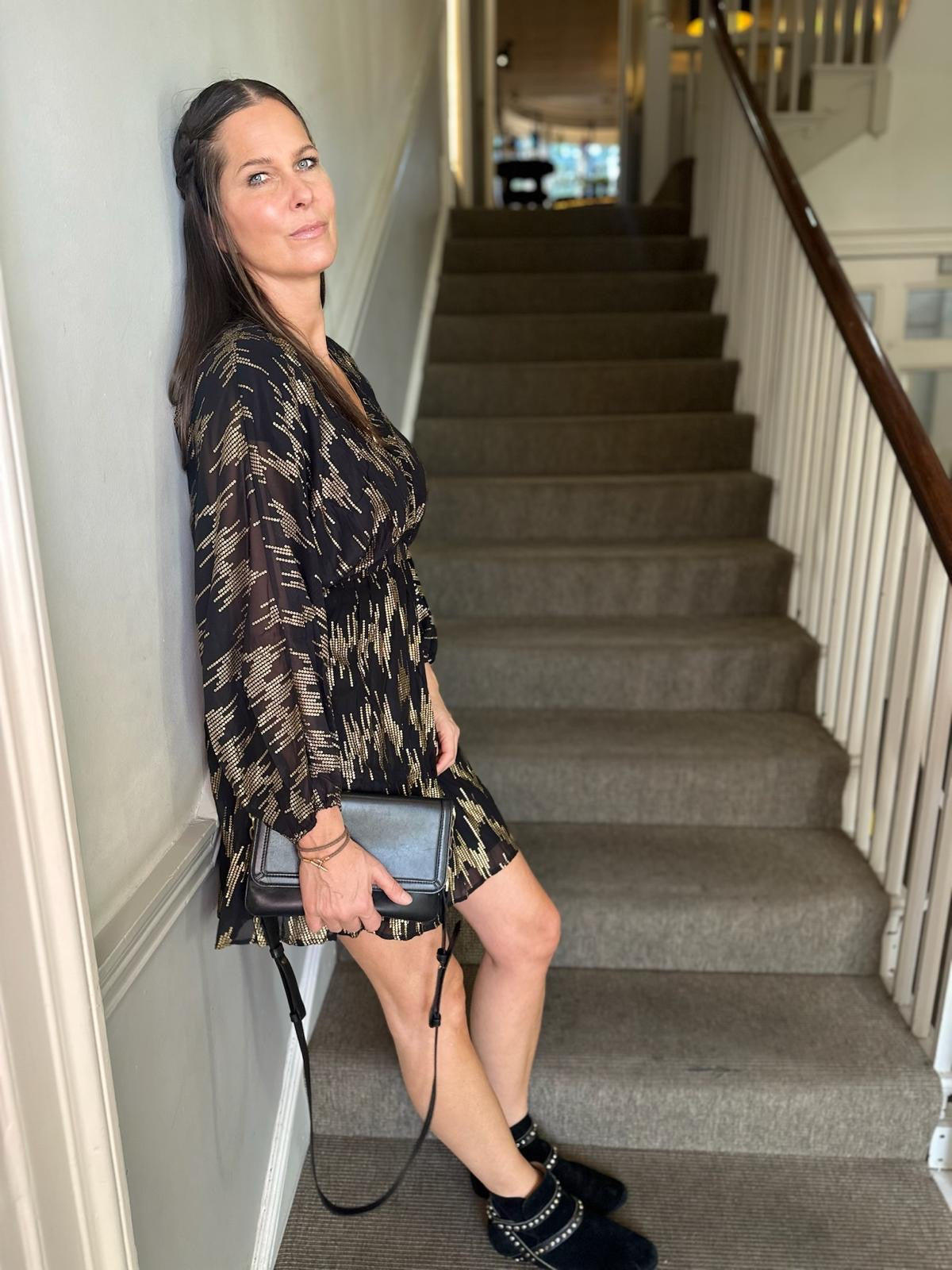 Sasha Mini Dress - Gold Print