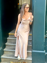 Elisha Maxi Slip Dress - Beige
