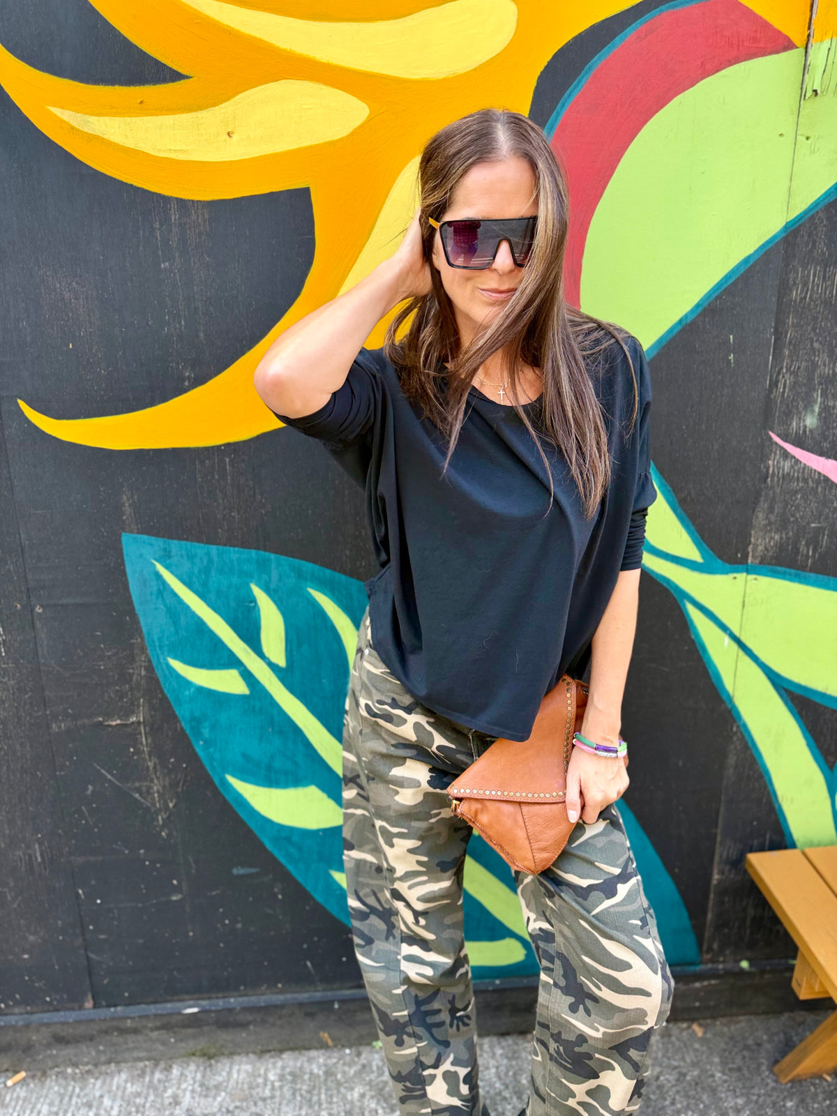 Slouchy LS Top - Black