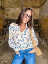 Lavender Embellished Printed Blouse