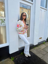 Stella Studded Bootcut Jean - White