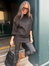 Arabella Lace Roll Neck Jumper - Black