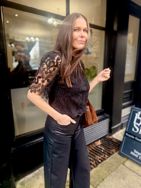 Raquel Crochet Blouse - Black