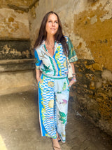 Praia Printed Trouser Set - Blue