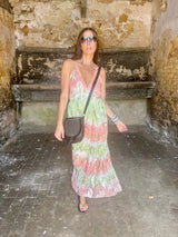 Crystal Metallic Maxi Dress - Orange