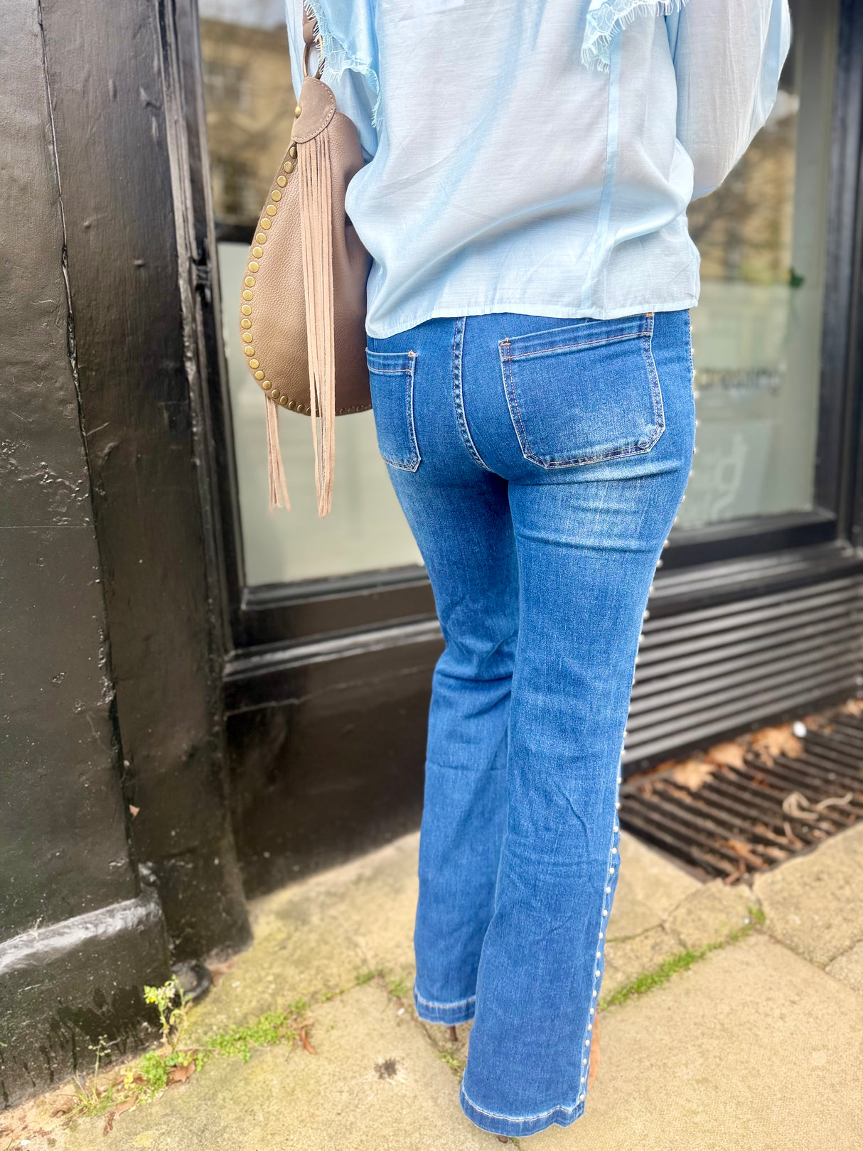 Stella Studded Bootcut Jean - Blue