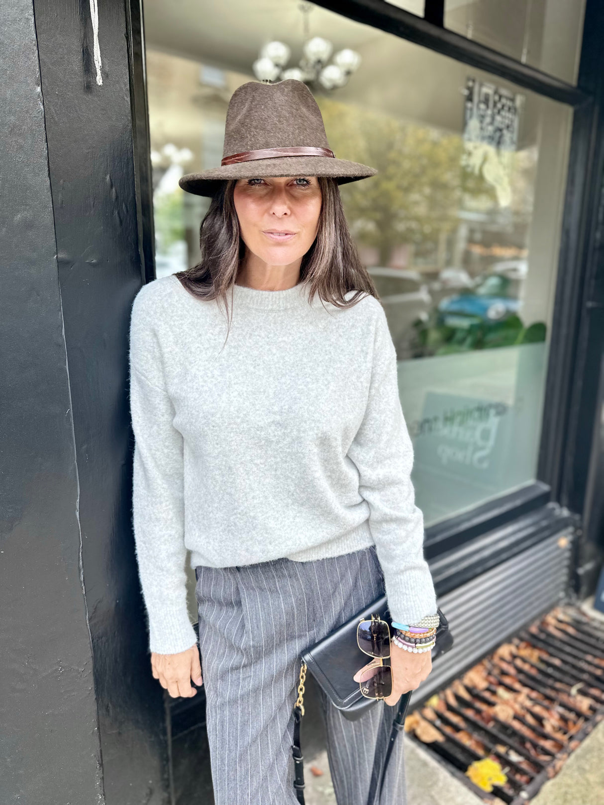 Coral Crew Neck Knit - Grey