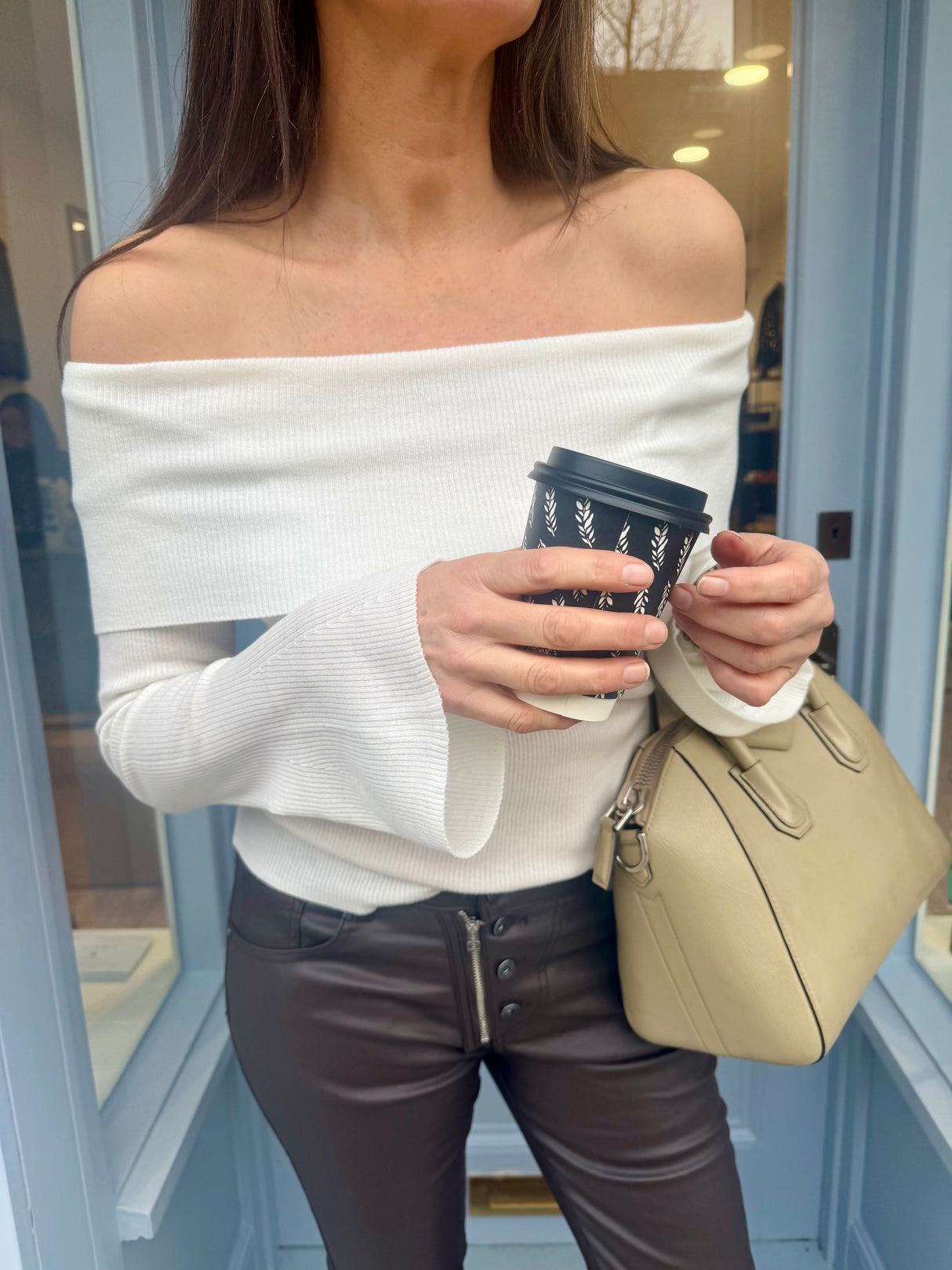 Newton Knitted Off Shoulder Knit - Cream