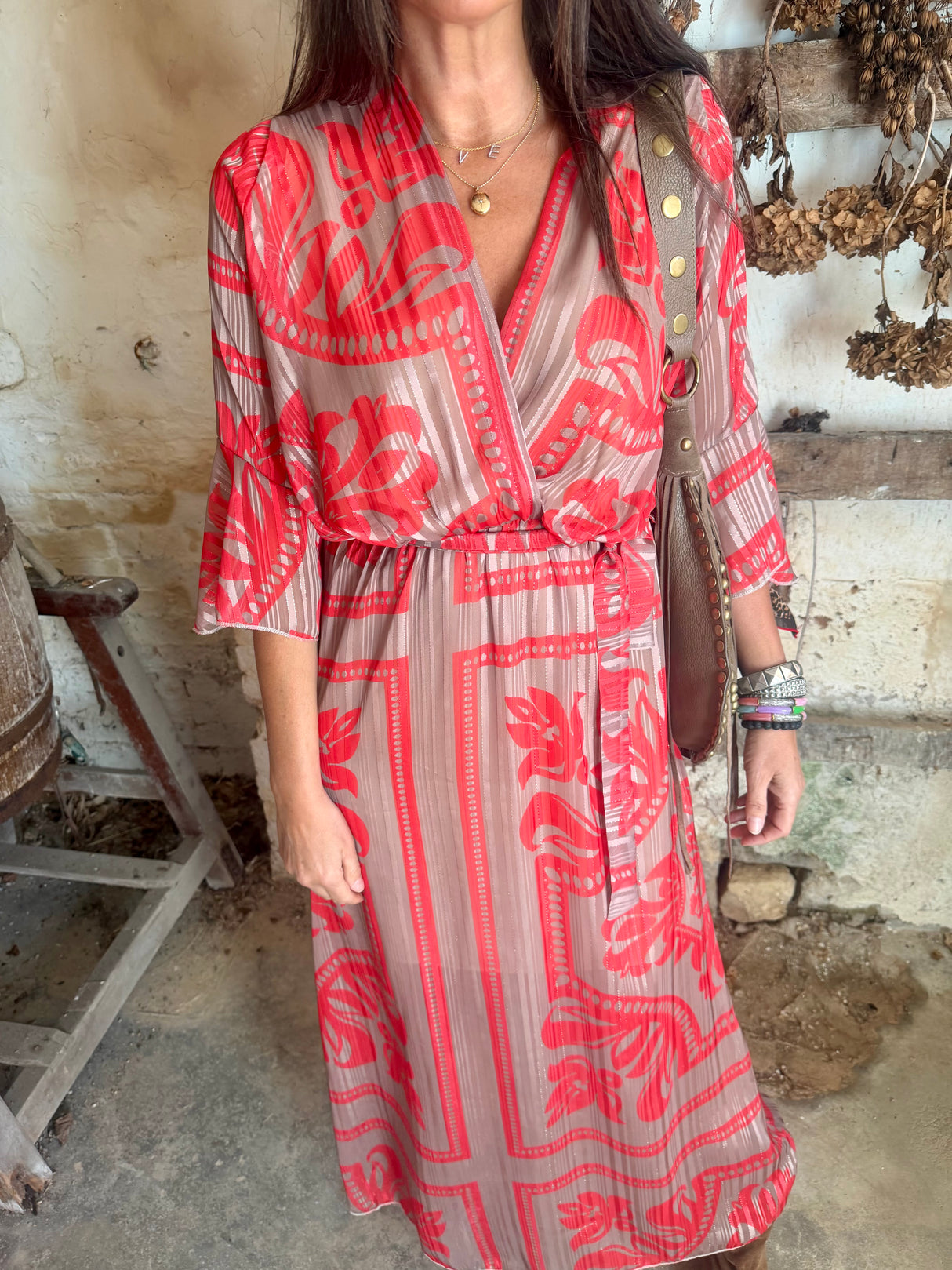 Criss Printed Red Dress