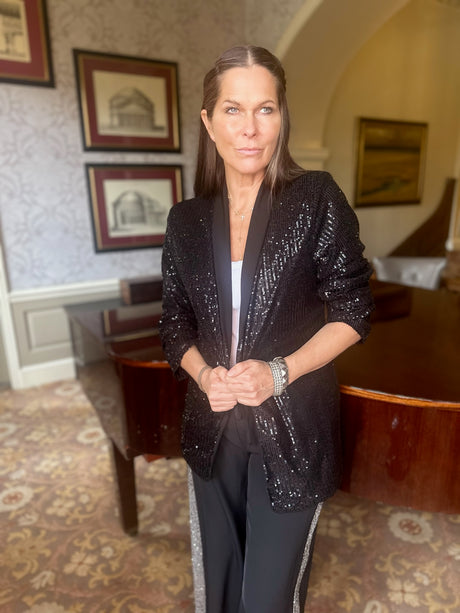 Blazer de lentejuelas Reed negro