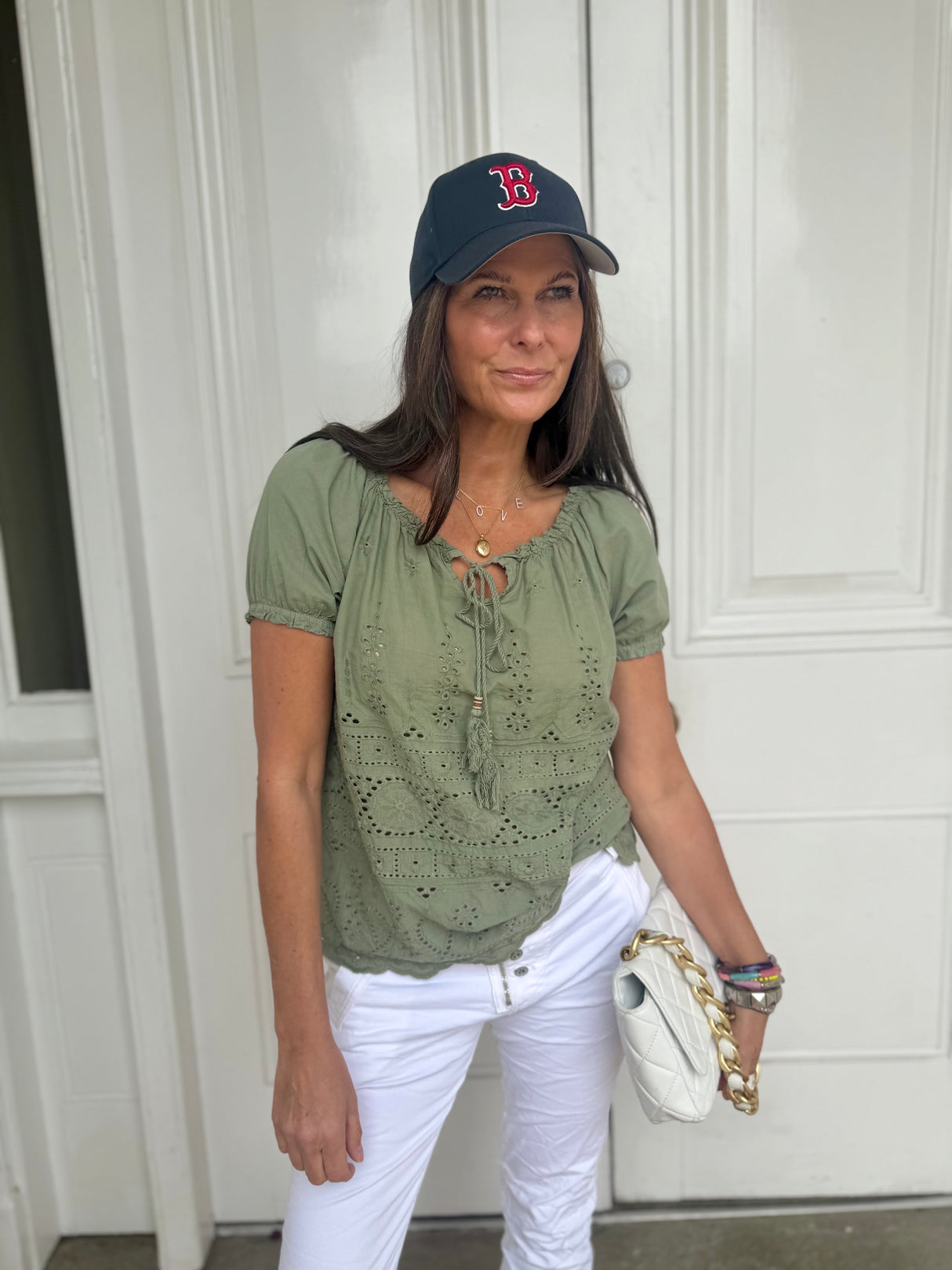 Florence Broiderie Anglaise Top - Khaki