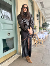 Highland Satin Lace Skirt - Black