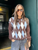 Argyle Crew Neck - Chocolate