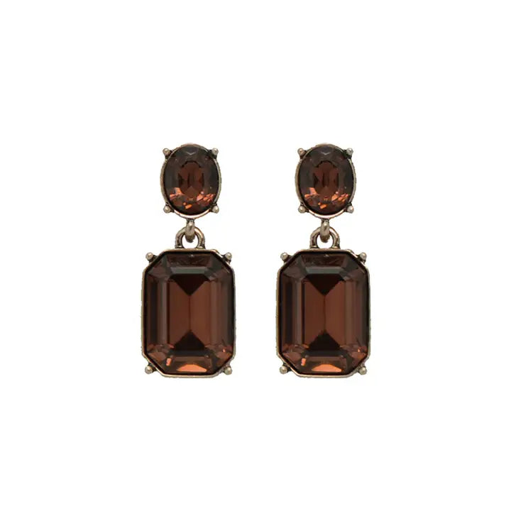 Oval Gem Earring - Deep Brown
