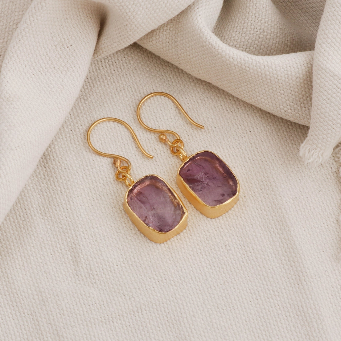Raw Amethyst Earrings