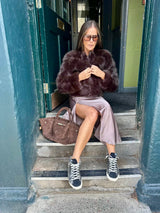 Anastasia Faux Fur Coat - Chocolate