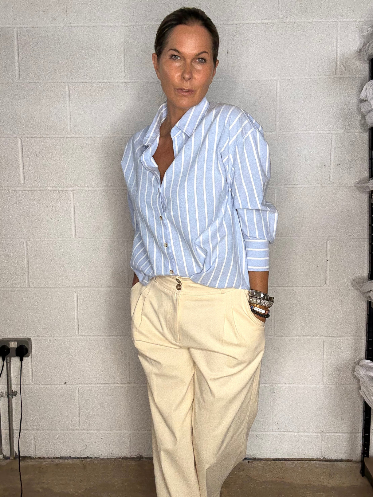 Wide Stripe Essential Shirt - Sky Blue