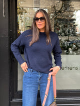 Coral Crew Neck Knit - Navy