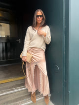 Highland Satin Lace Skirt - Blush