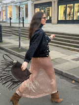 Christin Sequin Skirt - Rose Gold