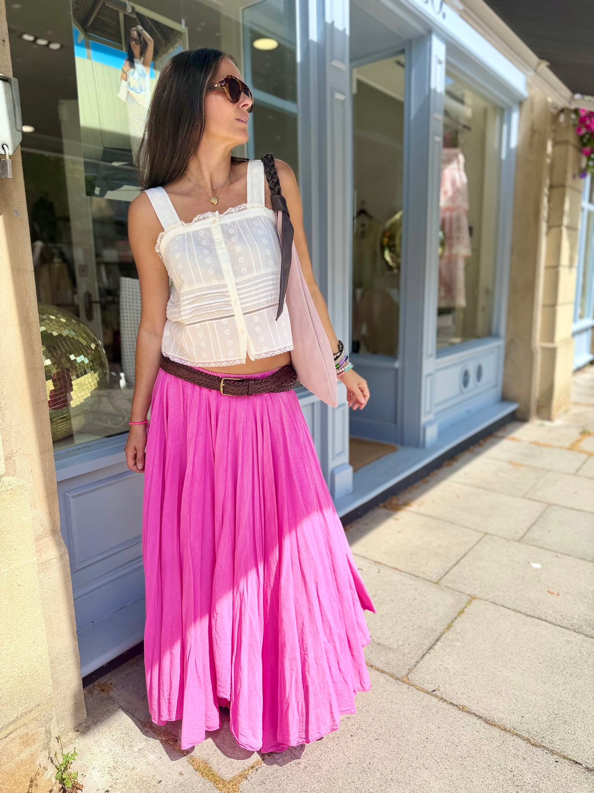 Joy Midi Skirt - Hot Pink