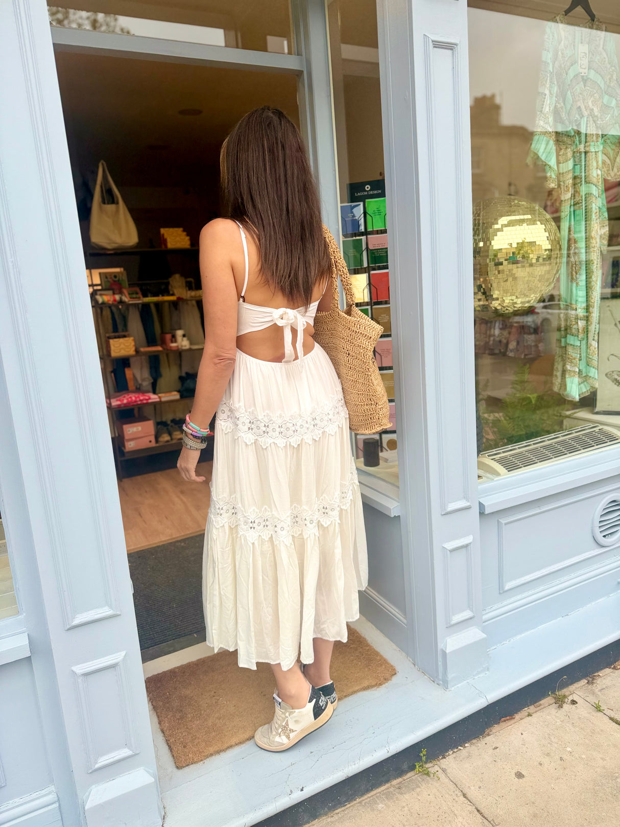 Mira Crochet Strap Dress- White