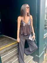 Liza Sequin Camisoles - Black