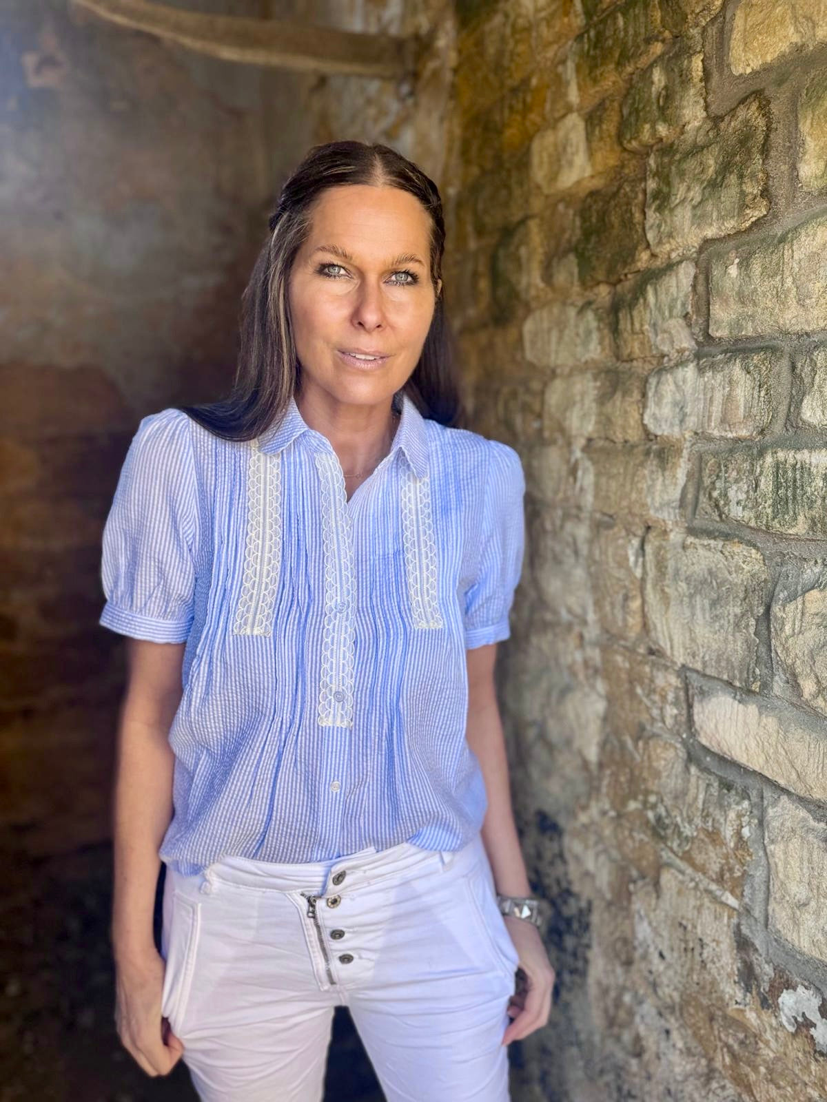 Dorra Short Sleeve Blouse - Blue
