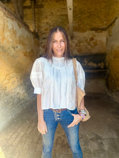 Cathy Embroidered Blouse - White