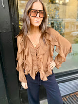 Ruby Ruffle Blouse - Coffee