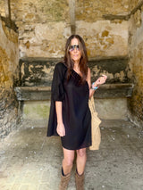 Den One Shoulder Smock Dress - Black