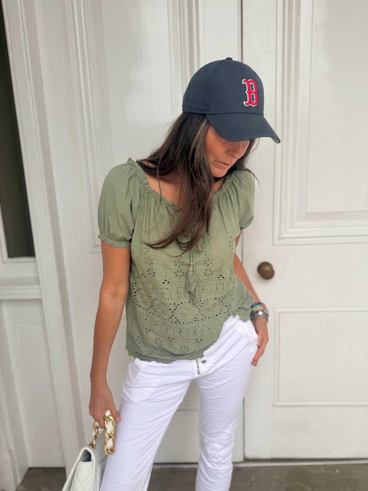 Florence Broiderie Anglaise Top - Khaki