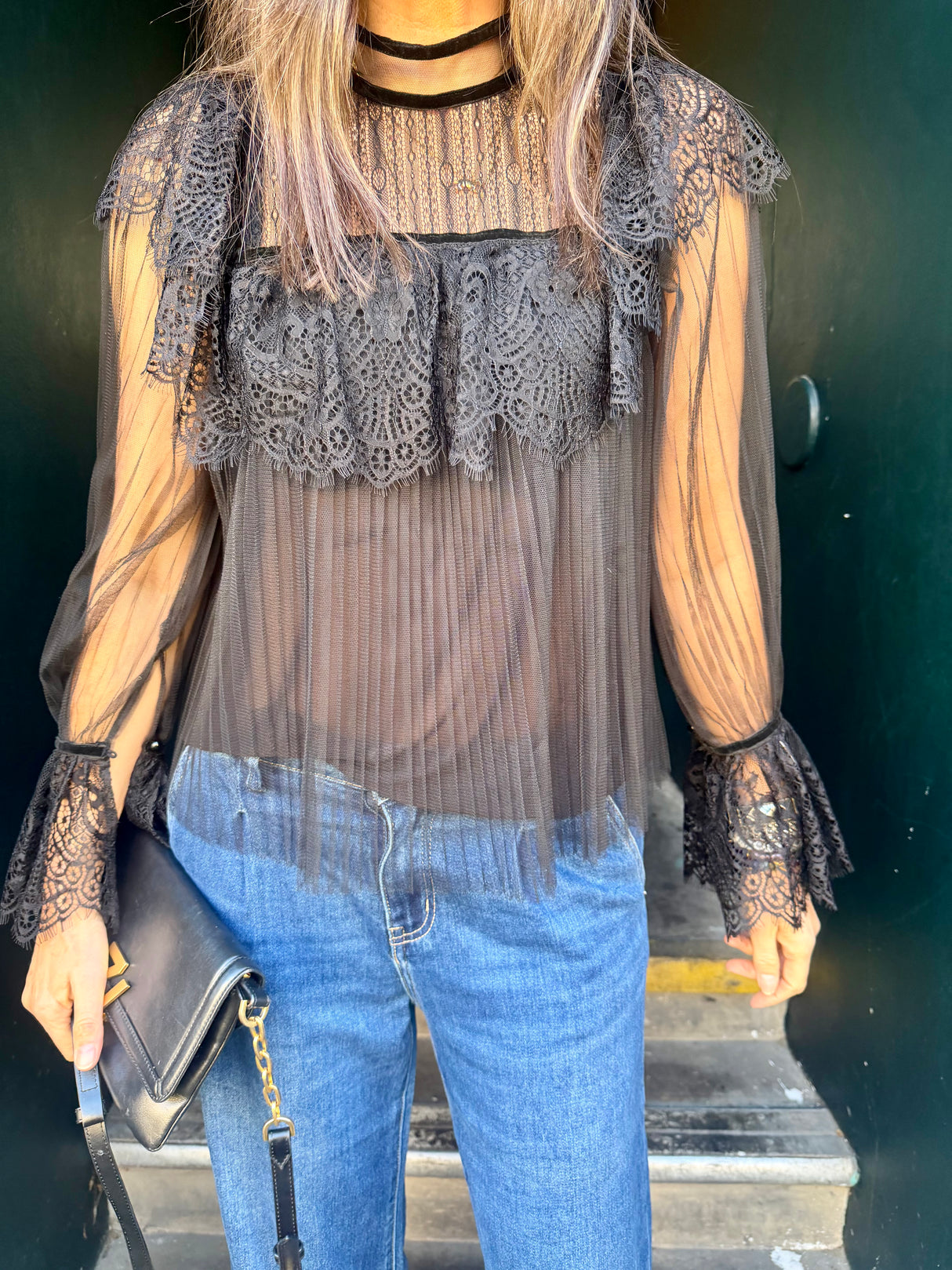 Saskia Lace Top - Black