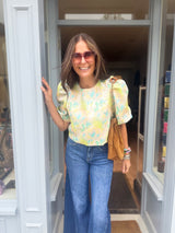 Novalie Cropped Blouse - Blue