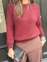 Peony Crew Neck Knit - Claret