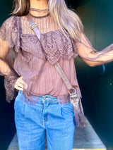 Saskia Lace Top - Chocolate