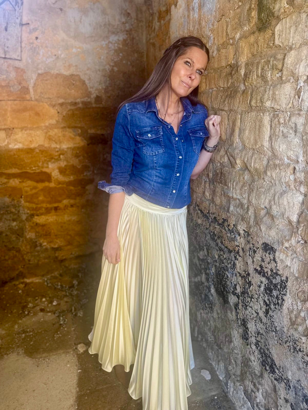Falda plisada Sue - Vainilla