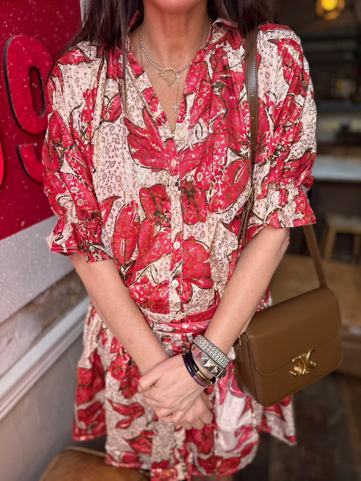 Clarissa Printed Dress - Red