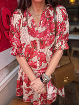 Clarissa Printed Dress - Red